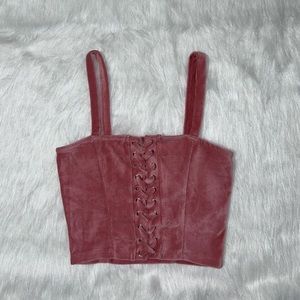 Pink Velvet Crop | Lace Up Top | Forever 21
